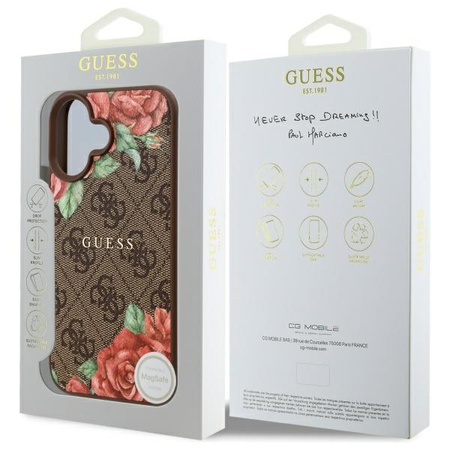GUESS POKROWIEC DO IPHONE 16 6.1 HARDCASE Z WZOREM KWIATOWYM DO MAGSAFE