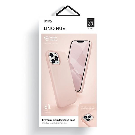 Etui Uniq Lino Hue na iPhone 12 Pro Max - różowe Antimicrobial