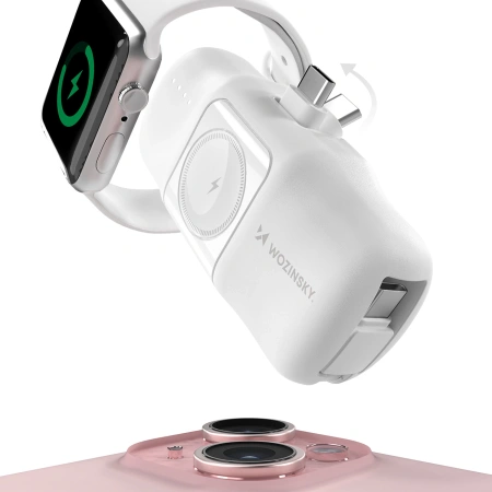WOZINSKY MINI POWERBANK DO APPLE WATCH 5000MAH Z KABLEM USB-C ŁADOWANIE 15W