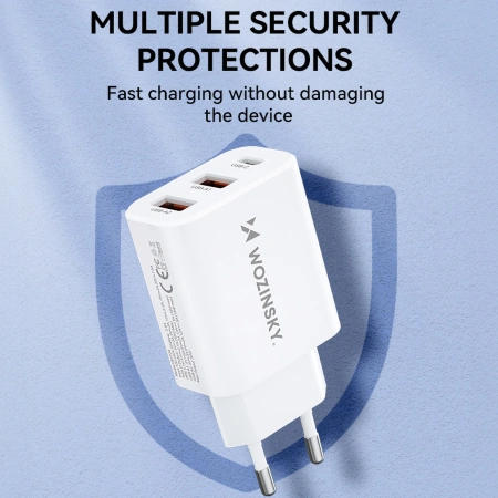 WOZINSKY ŁADOWARKA USB-C 30W 2 X USB-A DO TELEFONÓW I TABLETÓW Z FUNKCJĄ PD