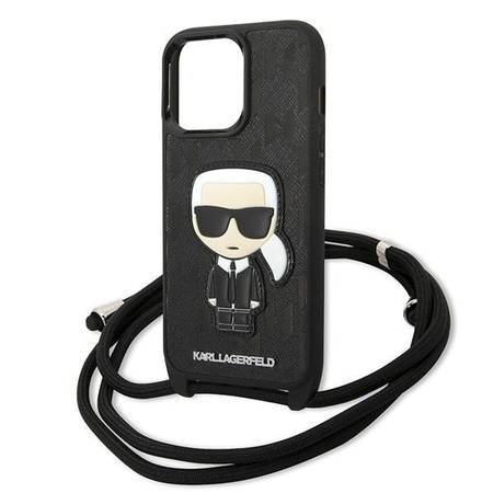 KARL LAGERFELD ETUI DO IPHONE 13 PRO 13 HARDCASE SKÓRA MONOGRAM PATCH BLACK