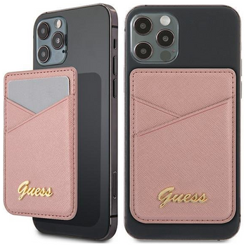 Guess Wallet Card Slot GUWMSSASLPI MagSafe Saffiano różowy/pink