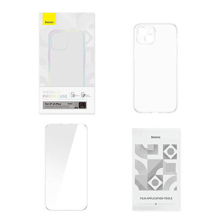 BASEUS CASE PRZEŹROCZYSTE ETUI I SZKŁO HARTOWANE OCHRONA DO IPHONE 14 PLUS