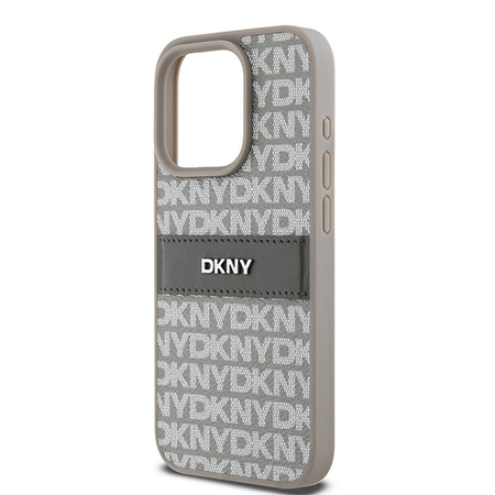 DKNY ETUI HARDCASE LEATHER MONO STRIPE DO IPHONE 15 PRO 6.1 Z LOGO
