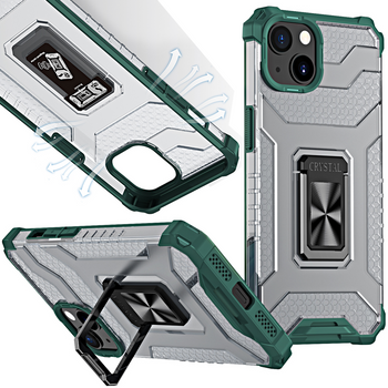 Crystal Ring Case pancerne hybrydowe etui pokrowiec + magnetyczny uchwyt iPhone 12 mini zielony