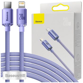 Baseus Crystal Shine Series kabel przewód USB do szybkiego ładowania i transferu danych USB Typ C - Lightning 20W 2m fioletowy (CAJY000305)