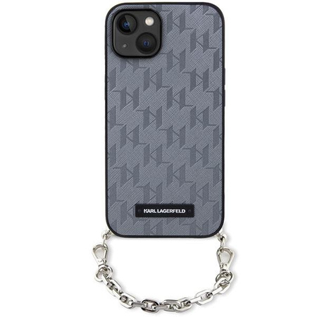 Etui Karl Lagerfeld KLHCP14SSACKLHPG na iPhone 14 - srebrne Saffiano Monogram Chain