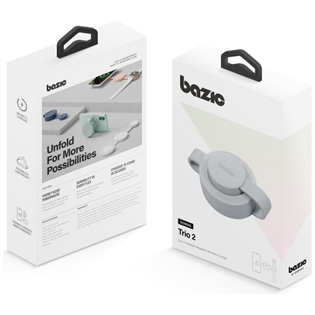 Ładowarka indukcyjna Bazic GoMag Trio 2 3w1 15W magnetyczna do iPhone/Watch/AirPods szara
