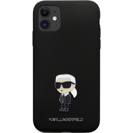 Etui Karl Lagerfeld KLHCN61SMHKNPK na iPhone 11 / Xr - czarne Silicone Ikonik Metal Pin