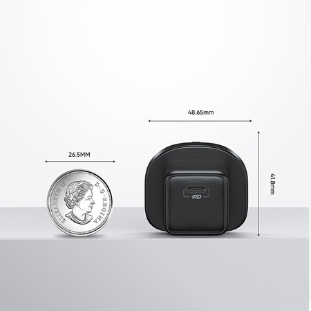 Joyroom mała szybka ładowarka USB Typ C PD 25W wtyczka UK czarny + kabel USB Typ C - USB Typ C (L-P251)