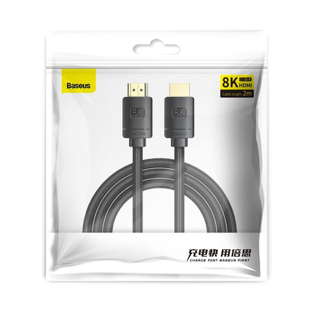 BASEUS KABEL HDMI 2.1 DO TV MONITOR 8K 60HZ 3D HDR 48GBPS 2M Z FUNKCJĄ HDR
