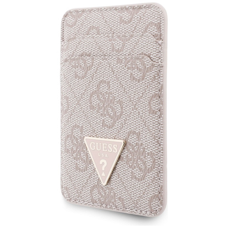 Zestaw portfel + hand strap Guess triangle MagSafe różowy