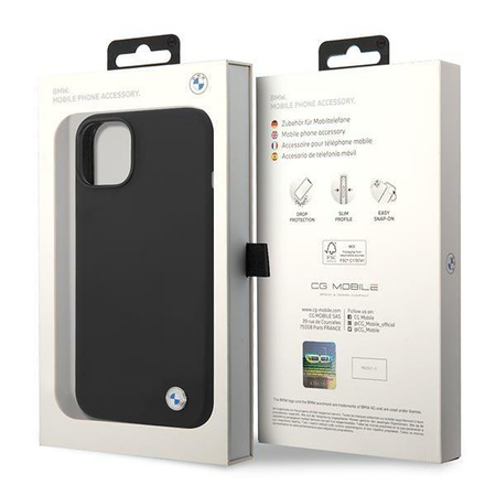 Etui BMW BMHCP14SSILBK na iPhone 14 - czarne Silicone Metal Logo