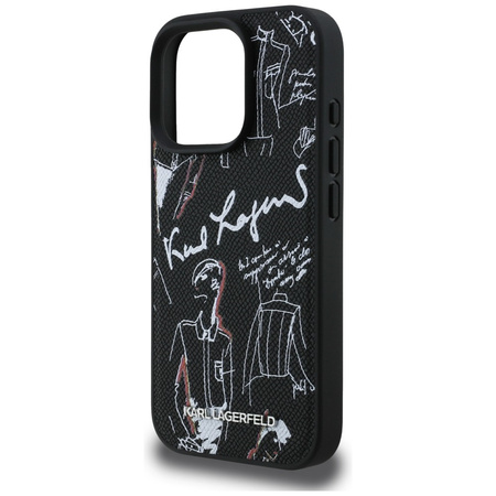 Etui Karl Lagerfeld Grained Pattern & Logo MagSafe do iPhone 16 Pro czarny
