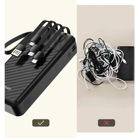 DUDAO POWERBANK K11 PRO 20000MAH Z WBUDEDOWNYMI KABLAMI DO TELEFONÓW