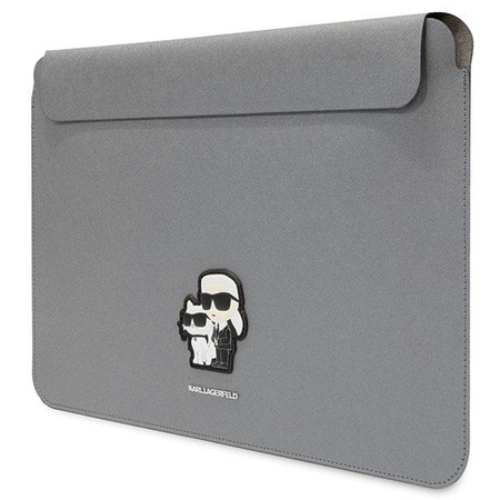 Etui Karl Lagerfeld Sleeve KLCS14SAKCPMG 14" - srebrne Saffiano Karl&Choupette
