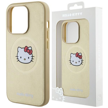 Etui Hello Kitty Leather Kitty Head MagSafe na iPhone 15 Pro Max - złote