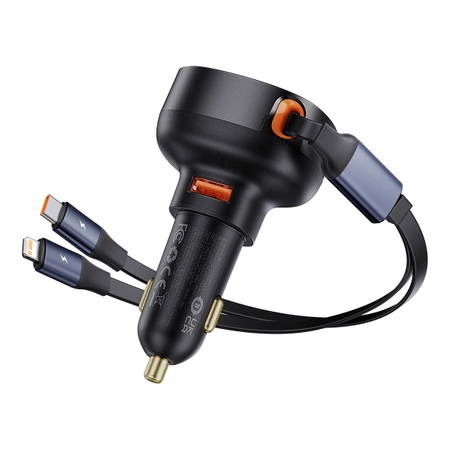 Ładowarka samochodowa Baseus Enjoyment USB-A z kablem USB-C / Lightning 60W - czarny