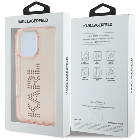 KARL LAGERFELD ETUI RHINESTONES LOGO DO IPHONE 16 PRO MAX WYSOKIEJ