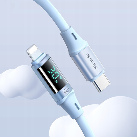 MCDODO KABEL Z WYŚWIETLACZEM USB-C LIGHTNING 36W 2M DO IPHONE 14 FIOLETOWY