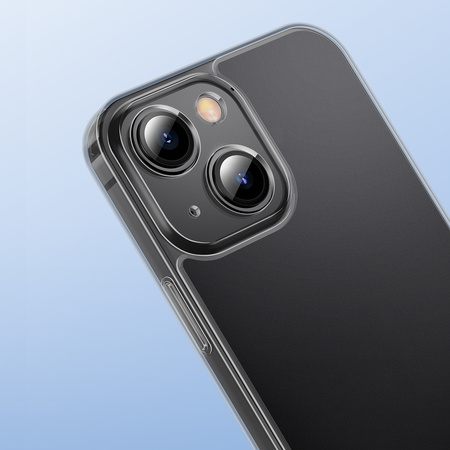 Baseus Frosted Glass Case etui pokrowiec do iPhone 13 sztywna obudowa z żelową ramką czarny (ARWS000901)