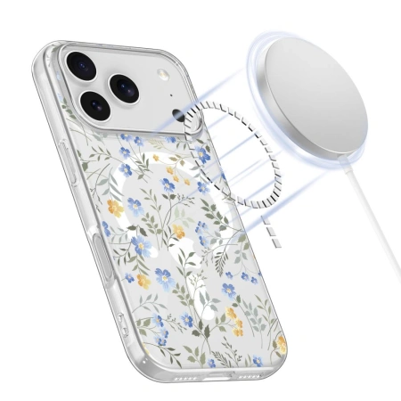 Etui Tech-Protect FlexAir MagSafe na iPhone 17 Pro Max- stokrotki z liśćmi