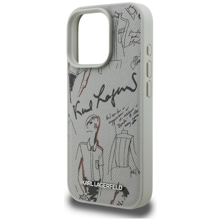 Etui Karl Lagerfeld Grained Pattern & Logo MagSafe do iPhone 16 Pro szary