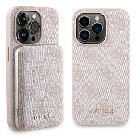 Zestaw Guess GUBPM5P14L4GEMGP iPhone14 Pro 6.1 hardcase + Powerbank 5000mAh MagSafe różowy/pink 4G Metal Logo