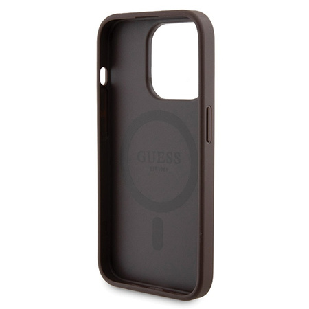 Zestaw Guess GUBPM5P15X4GEMGW iPhone15 Pro Max 6.7 hardcase + Powerbank 5000mAh MagSafe brązowy/brown 4G Metal Logo