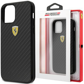 Ferrari FERCAHCP12SBK iPhone 12 mini 5,4" czarny/black hardcase On Track Real Carbon