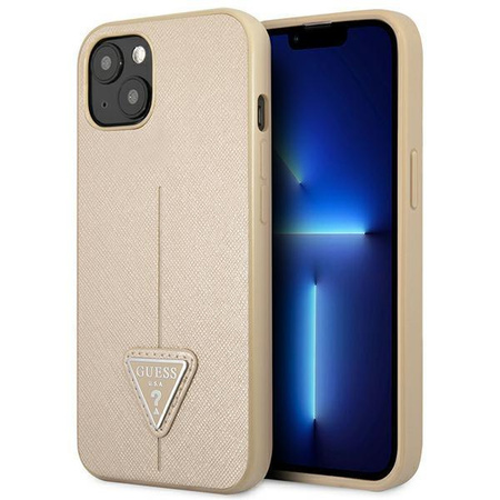 Guess GUHCP14SPSATLE iPhone 14 6,1" beżowy/beige hardcase SaffianoTriangle Logo