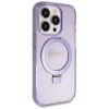 Etui Guess Ring Stand Script Glitter MagSafe na iPhone 14 Pro - fioletowe