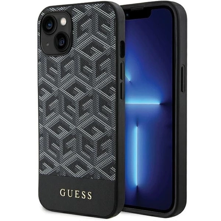 Etui Guess GCube Stripes MagSafe na iPhone 15 / 14 / 13 - czarne
