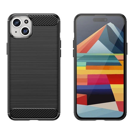 HURTEL ELASTYCZNE ETUI DO IPHONE 15 PLUS CASE KARBON OCHRONA ANTYPOŚLIZGOWE