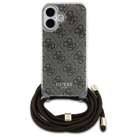GUESS POKROWIEC HARDCASE CROSSBODY CORD DO IPHONE 16 6.1'' BROWN 4G PRINT