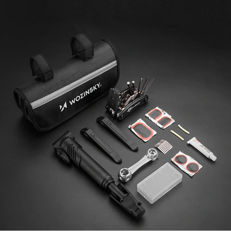 Zestaw narzędzi Wozinsky WMZ-01N multitool rowerowy 16w1 pompka klucze zestaw do dętek - czarny