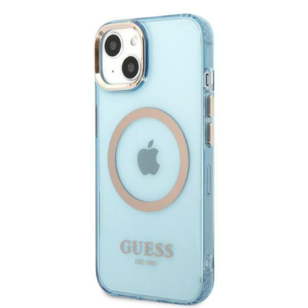 Guess GUHMP13MHTCMB iPhone 13 6,1" niebieski/blue hard case Gold Outline Translucent MagSafe