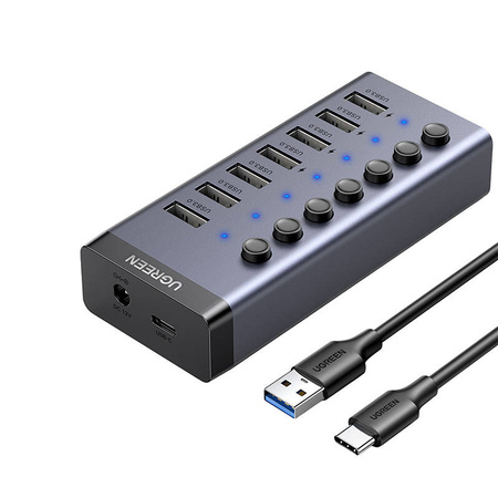UGREEN HUB 7W1 USB-C 7x USB 3.0 12V 2A DO ZASILANIA LAPTOPA AKCESORII CM481