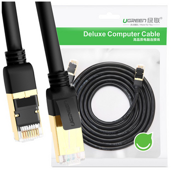 Ugreen kabel przewód internetowy sieciowy Ethernet patchcord RJ45 Cat 7 STP LAN 10Gbps 2m czarny (11269)