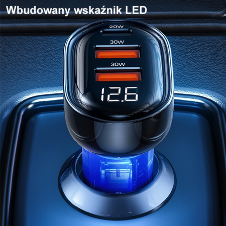 USAMS ŁADOWARKA SAMOCHODOWA 2xUSB 1xUSB-C 80W DO TELEFONÓW ZŁĄCZE USB-C
