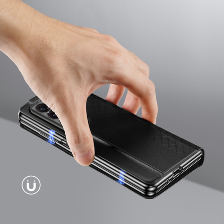 Etui skórzane Dux Ducis Bril z podstawką i portfelem do Honor Magic VS - czarne