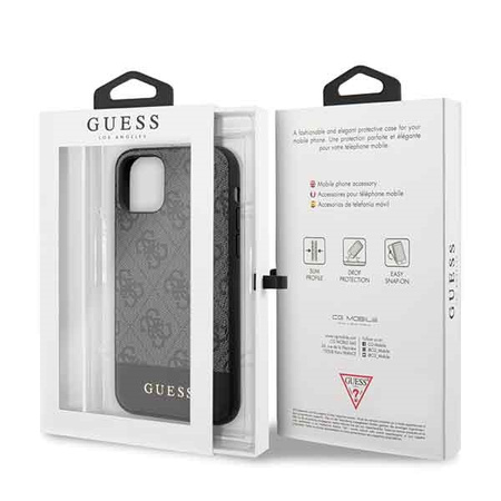 GUESS POKROWIEC HARD CASE DO IPHONE 11 6,1 4G STRIPE COLLECTION SZARY