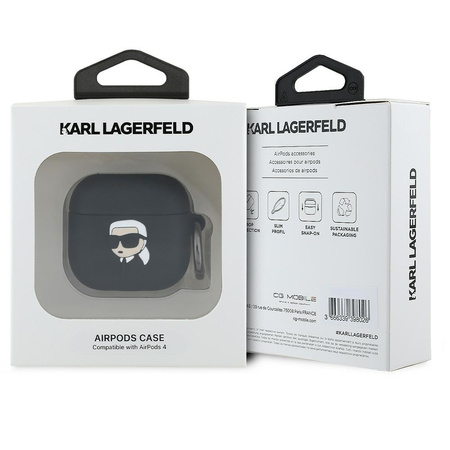 KARL LAGERFELD ETUI DO AIRPODS 4 COVER 3D KARL HEAD KLA4RUNIKK SILIKONOWE