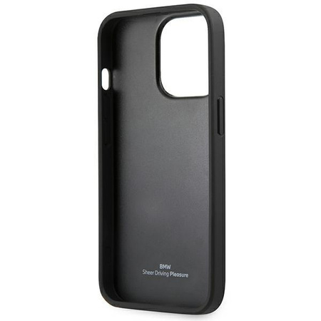 Etui BMW BMHCP14LSLLBK na iPhone 14 Pro - czarne Leather Stamp