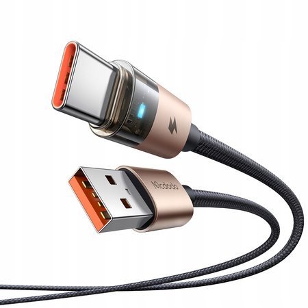 MCDODO KABEL USB-A USB-C SZYBKIE ŁADOWANIE USB TYP C 6A 100W 1M LED ZŁOTY