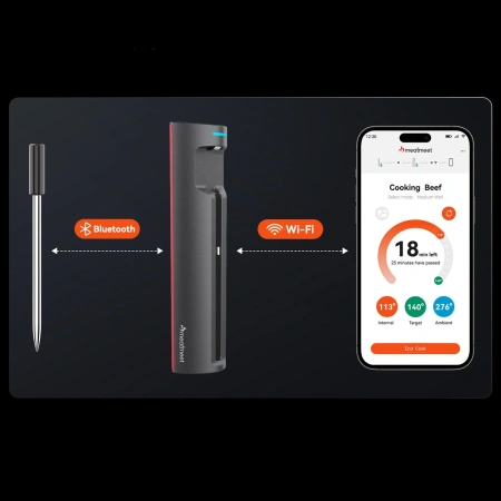 Termometr kuchenny Meatmeet Pro smart aplikacja Bluetooth grill piekarnik wędzarnia - czarny