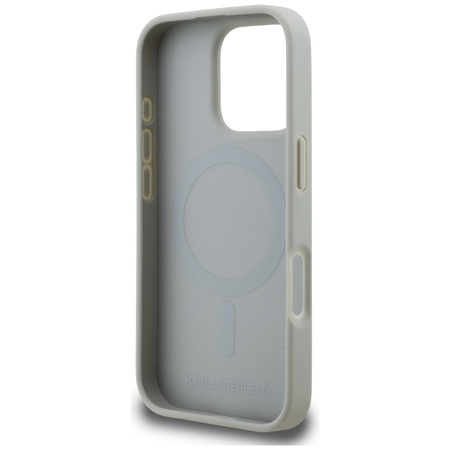 Etui Karl Lagerfeld Grained Pattern & Logo MagSafe do iPhone 16 Pro Max szary