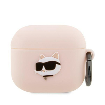 Etui Karl Lagerfeld KLA3RUNCHP na AirPods 3 cover - różowe Silicone Choupette Head 3D