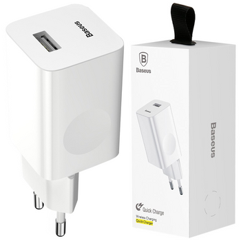 Baseus Charging Quick Charger ładowarka sieciowa zasilacz EU adapter USB Quick Charge 3.0 QC 3.0 biały (CCALL-BX02)