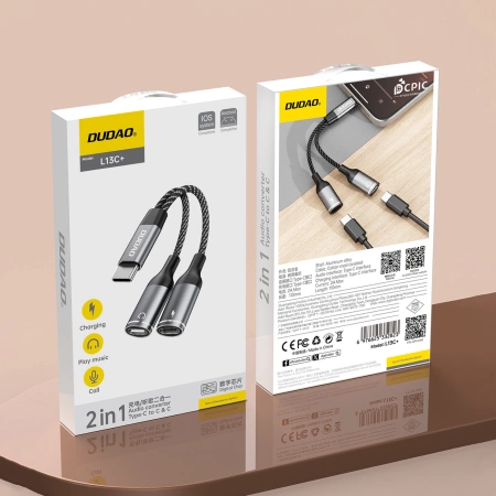 DUDAO ADAPTER USB-C DO TELEFONÓW ANDROID 2W1 ZŁĄCZE TYP C SZYBKA ŁADOWARKA